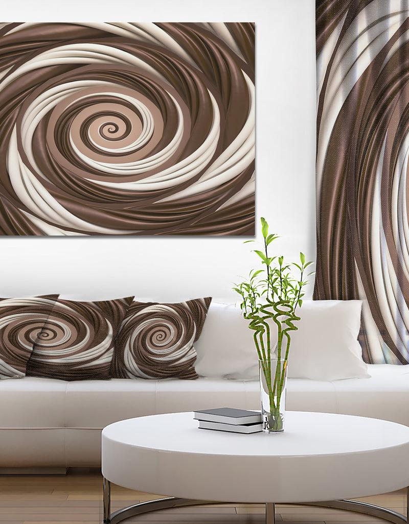 DesignQ Chocolate And Milk Candy Spiral Design - Abstract Artwork On Canvas