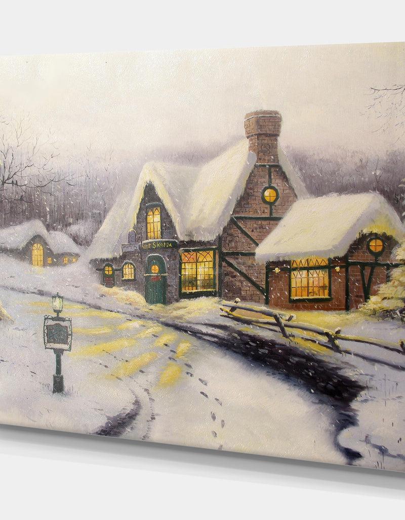 DesignQ Christmas Home - Cityscapes Painting Print On Wrapped Canvas