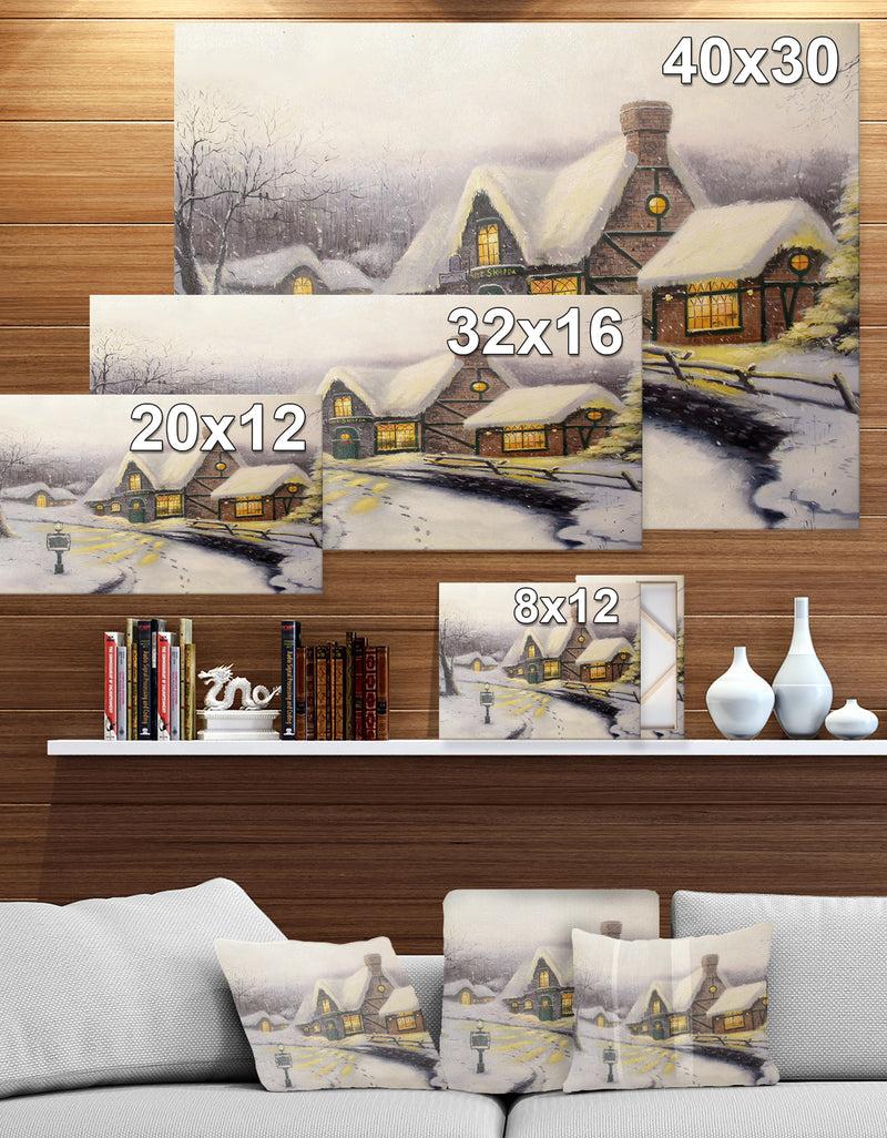 DesignQ Christmas Home - Cityscapes Painting Print On Wrapped Canvas