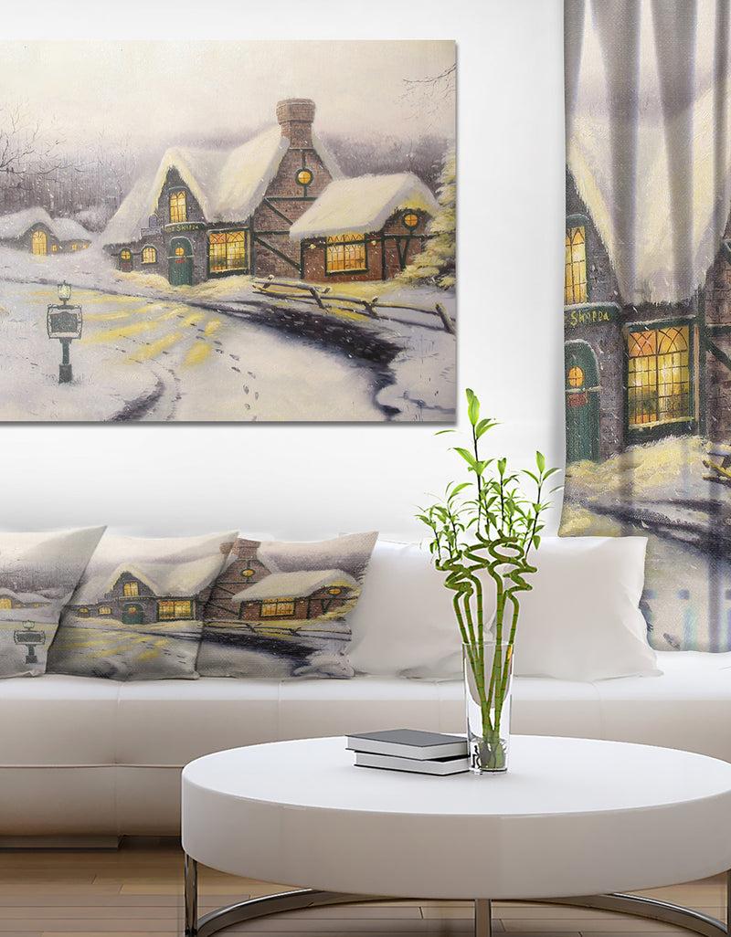 DesignQ Christmas Home - Cityscapes Painting Print on Wrapped Canvas