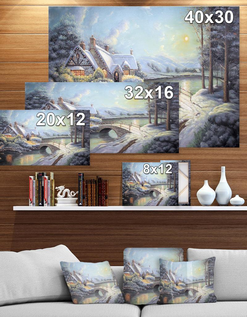 DesignQ Christmas Moonlight - Landscapes Painting Print On Wrapped Canvas