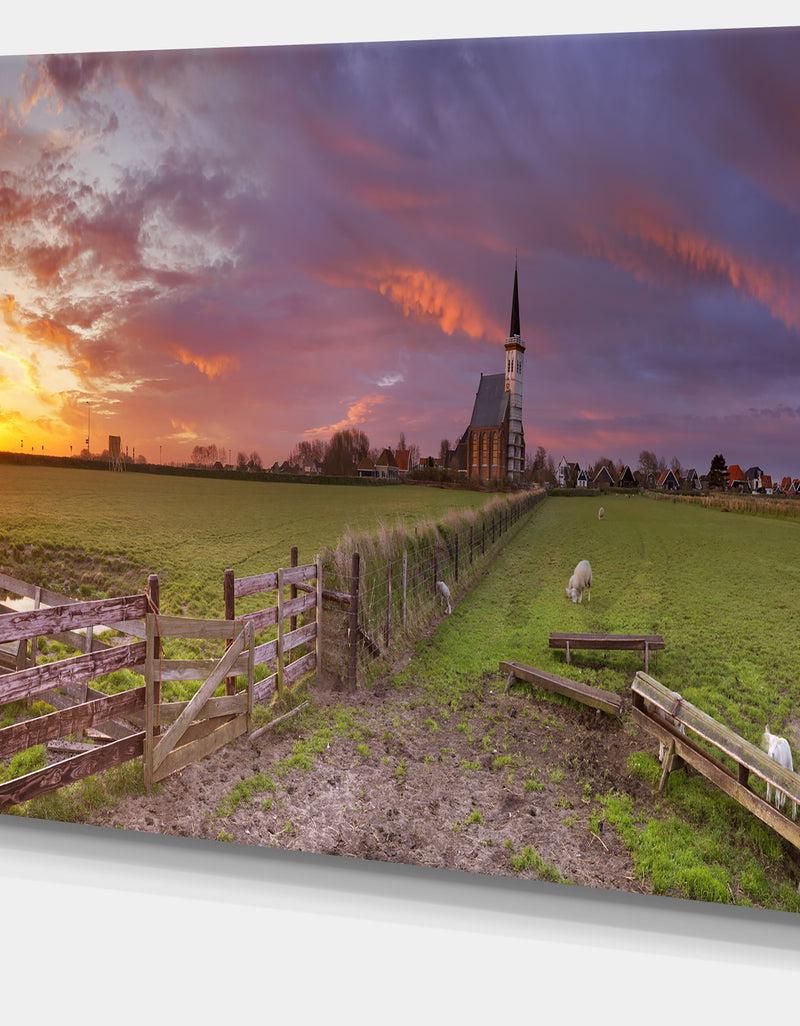 DesignQ Church Of Den Hoorn On Texel Island - Landscape Wall Art On Canvas