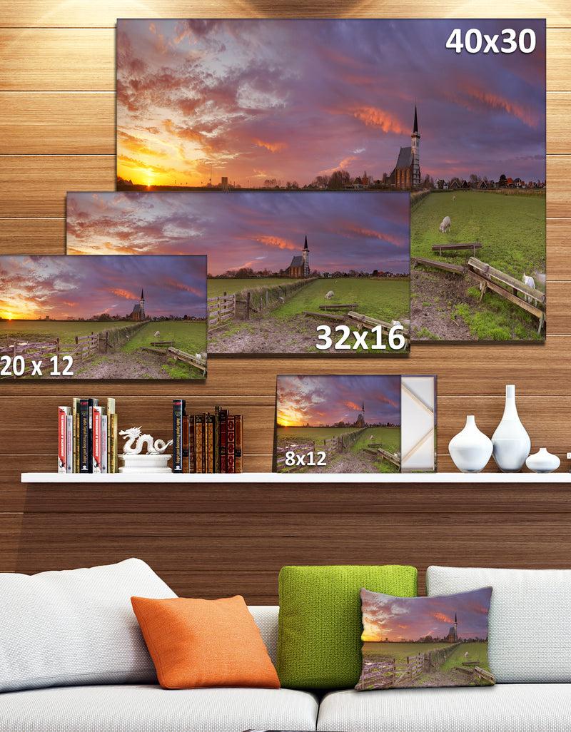 DesignQ Church Of Den Hoorn On Texel Island - Landscape Wall Art On Canvas