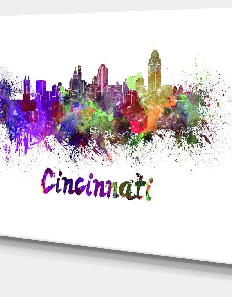 DesignQ Cincinnati Skyline - Cityscape Canvas Artwork Print