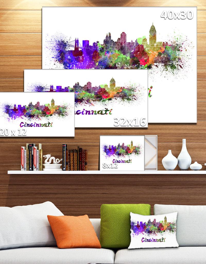 DesignQ Cincinnati Skyline - Cityscape Canvas Artwork Print
