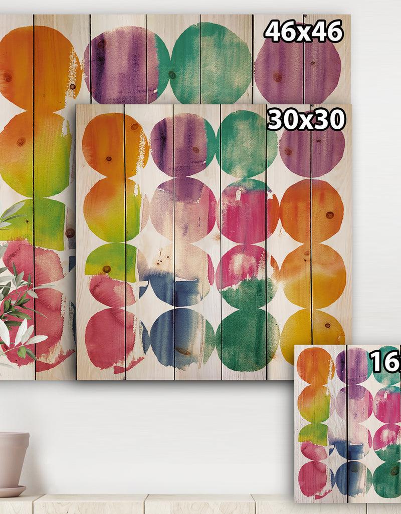 DesignQ Circle Abstract Colorfields - Modern & Contemporary Print On Natural Pine Wood