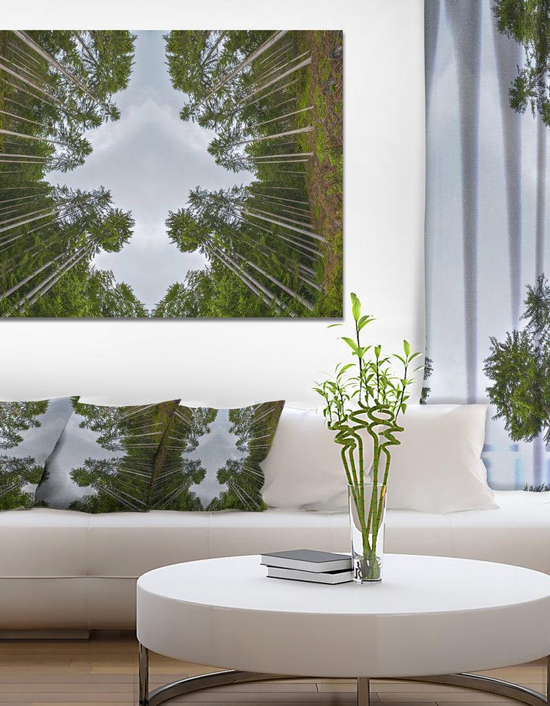 DesignQ Circle Composition of Coniferous Trees - Landscape Wall Art on Canvas