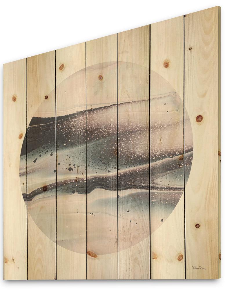 DesignQ Circle Marble I - Modern Geometric Print On Natural Pine Wood
