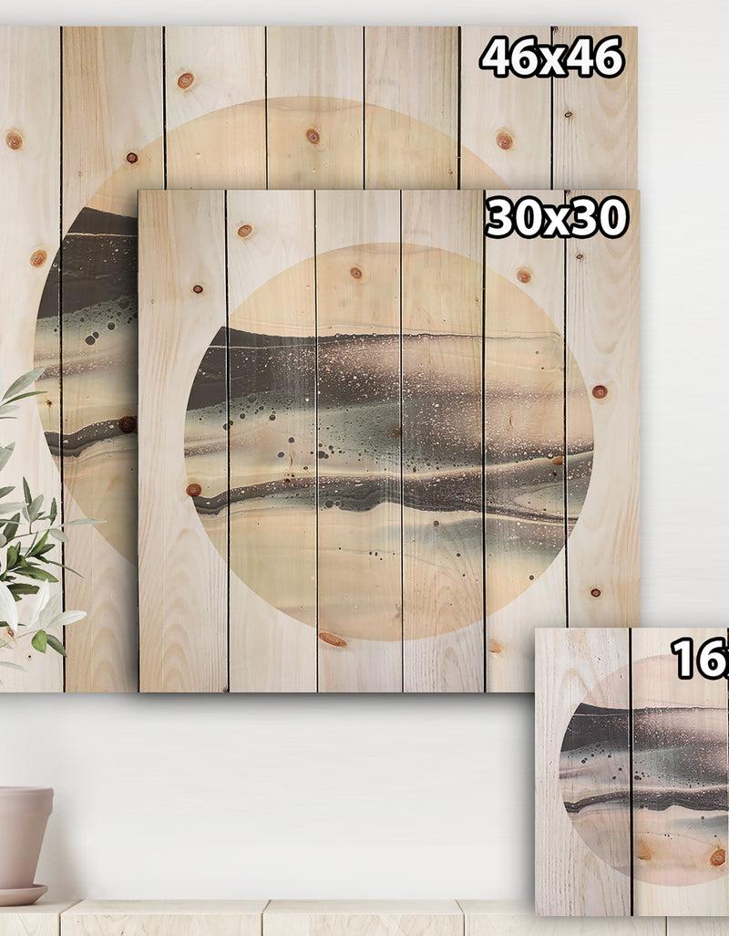 DesignQ Circle Marble I - Modern Geometric Print On Natural Pine Wood