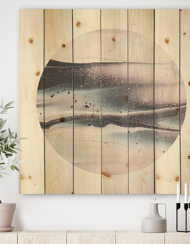DesignQ Circle Marble I - Modern Geometric Print on Natural Pine Wood