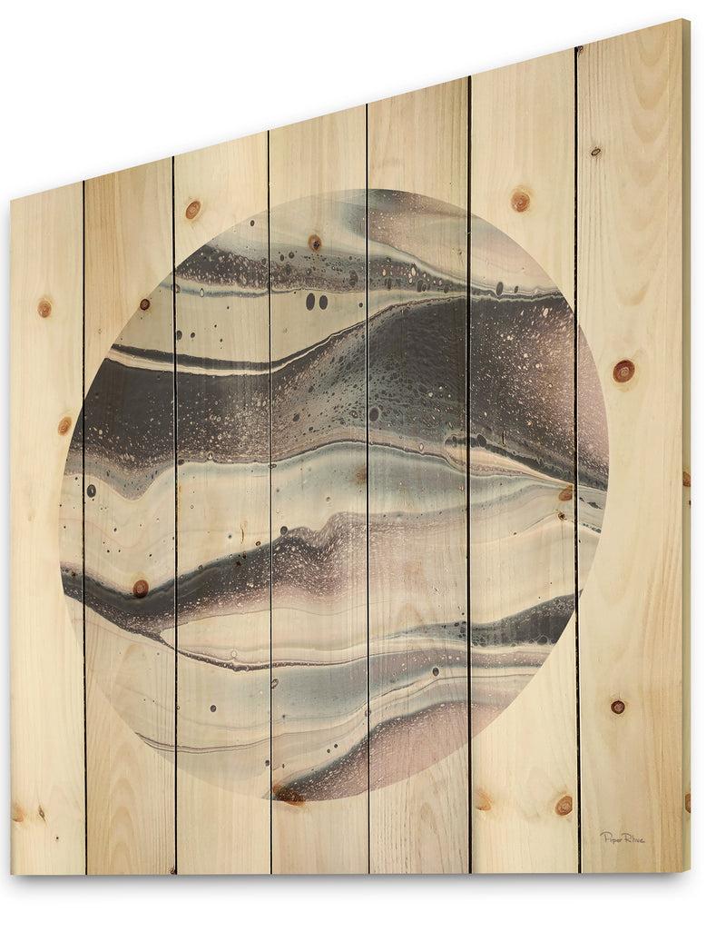 DesignQ Circle Marble II - Modern Geometric Print On Natural Pine Wood