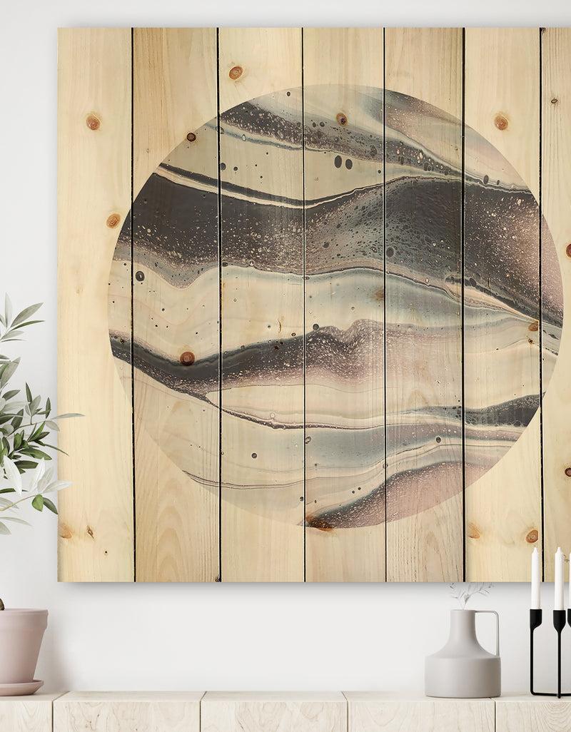 DesignQ Circle Marble II - Modern Geometric Print on Natural Pine Wood