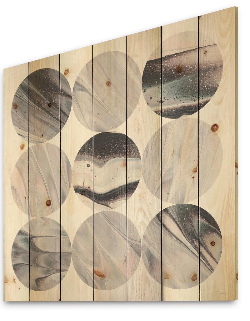 DesignQ Circle Marble III - Modern Geometric Print On Natural Pine Wood