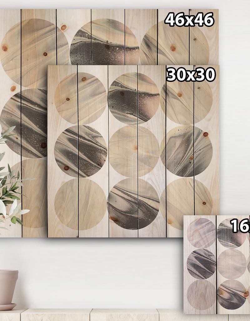 DesignQ Circle Marble IV - Modern Geometric Print On Natural Pine Wood