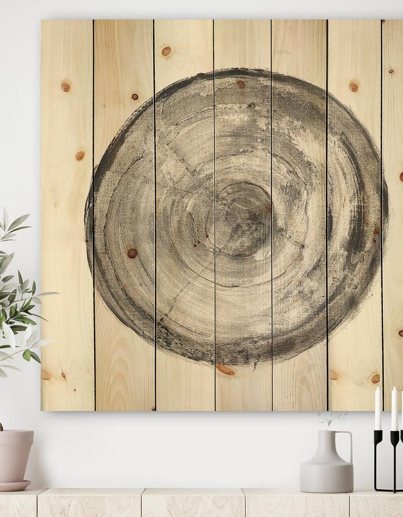 DesignQ Circle natural elements III - Farmhouse Print on Natural Pine Wood