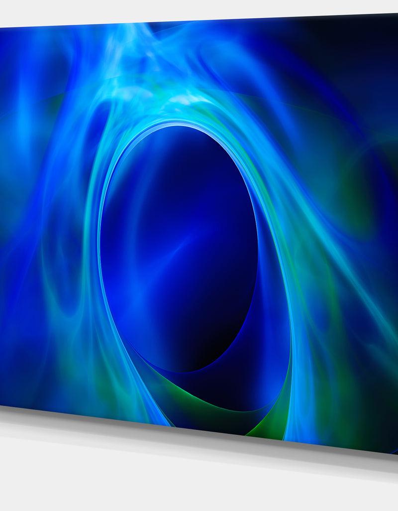 DesignQ Circled Blue Psychedelic Texture - Extra Large Abstract Art On Canvas