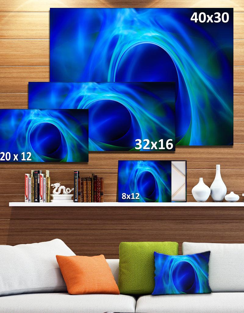 DesignQ Circled Blue Psychedelic Texture - Extra Large Abstract Art On Canvas