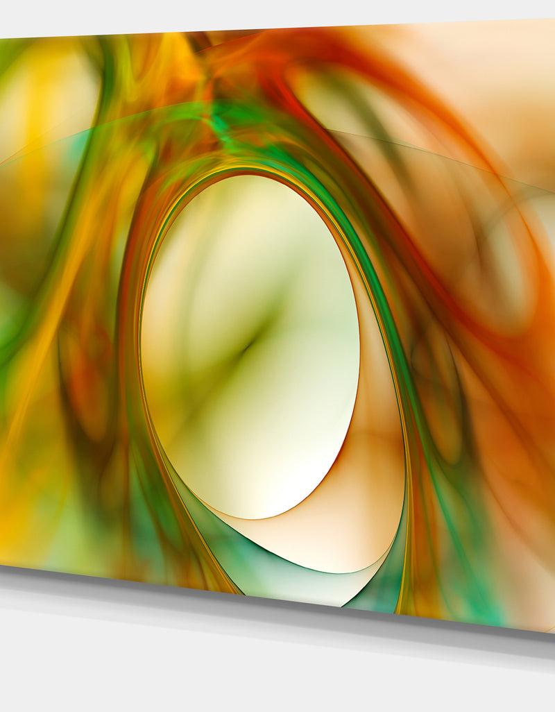 DesignQ Circled Green Psychedelic Texture - Extra Large Abstract Art On Canvas