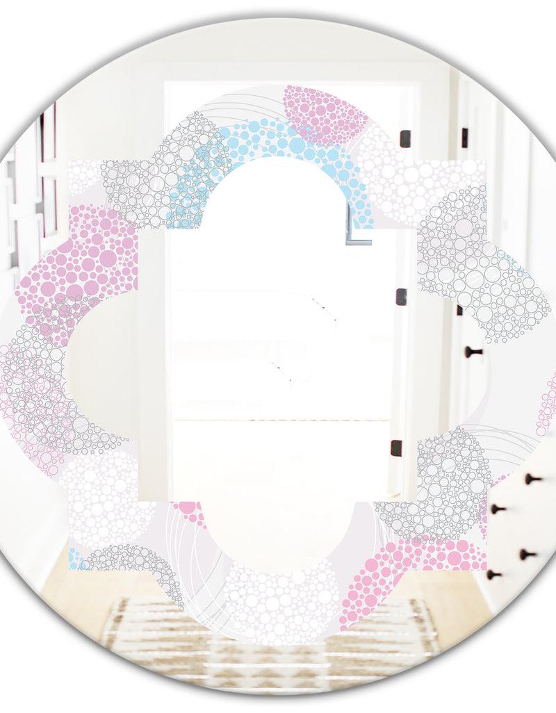 DesignQ Circular Abstract Retro Geometric III - Modern Round Or Oval Wall Mirror - Quatrefoil