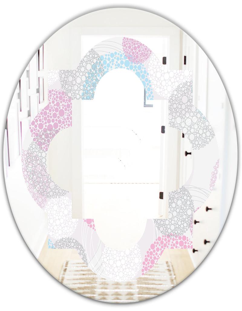 DesignQ Circular Abstract Retro Geometric III - Modern Round Or Oval Wall Mirror - Quatrefoil