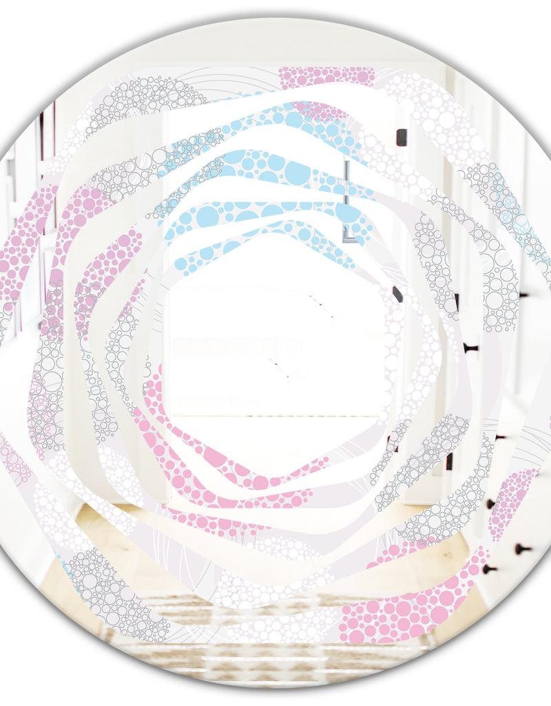 DesignQ Circular Abstract Retro Geometric III - Modern Round Or Oval Wall Mirror - Whirl