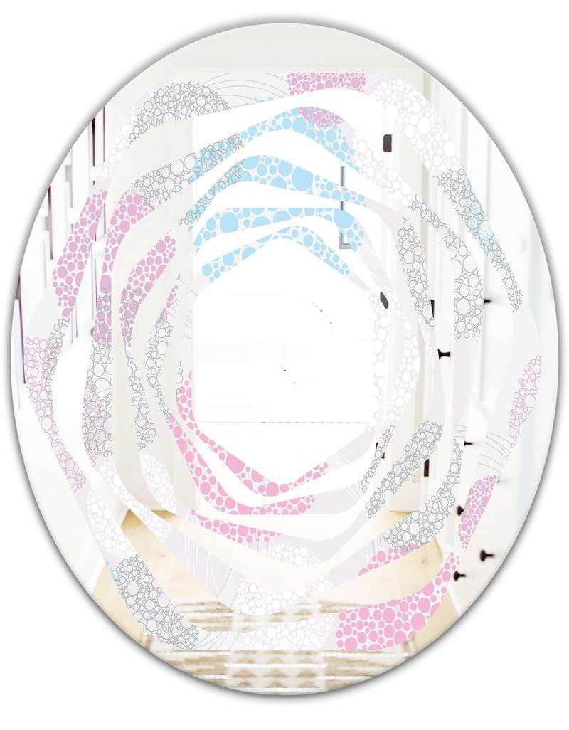 DesignQ Circular Abstract Retro Geometric III - Modern Round Or Oval Wall Mirror - Whirl