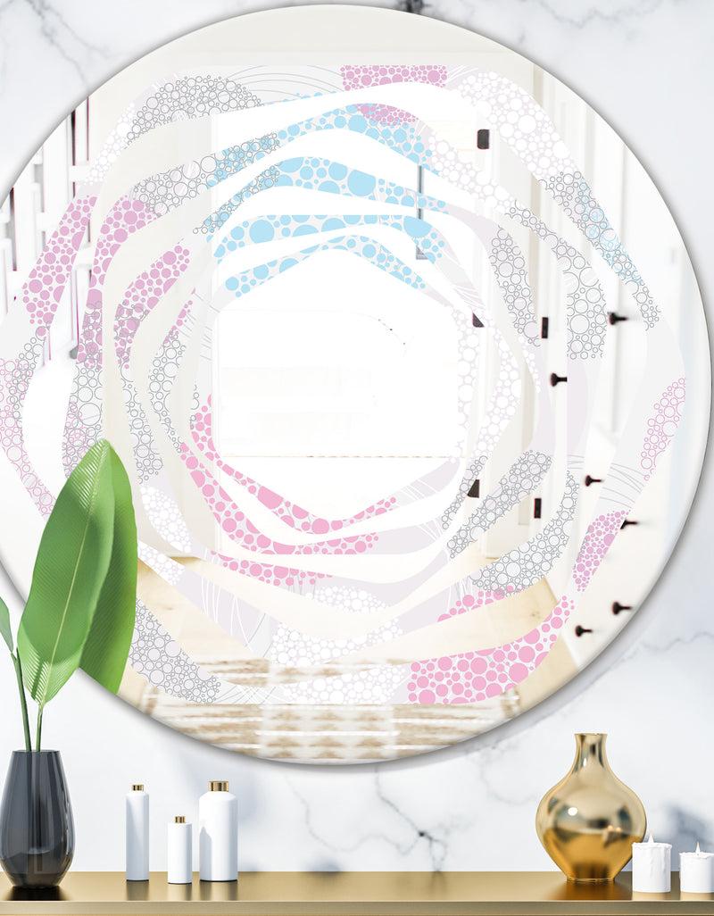 DesignQ Circular Abstract Retro Geometric III - Modern Round or Oval Wall Mirror - Whirl