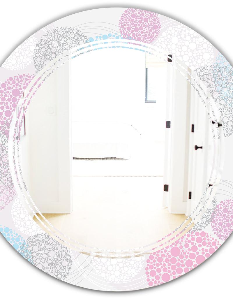 DesignQ Circular Abstract Retro Geometric III - Modern Round Or Oval Wall Mirror - Triple C