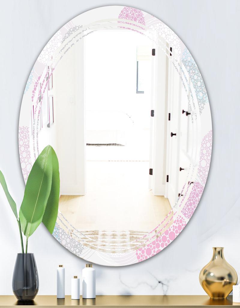 DesignQ Circular Abstract Retro Geometric III - Modern Round Or Oval Wall Mirror - Triple C