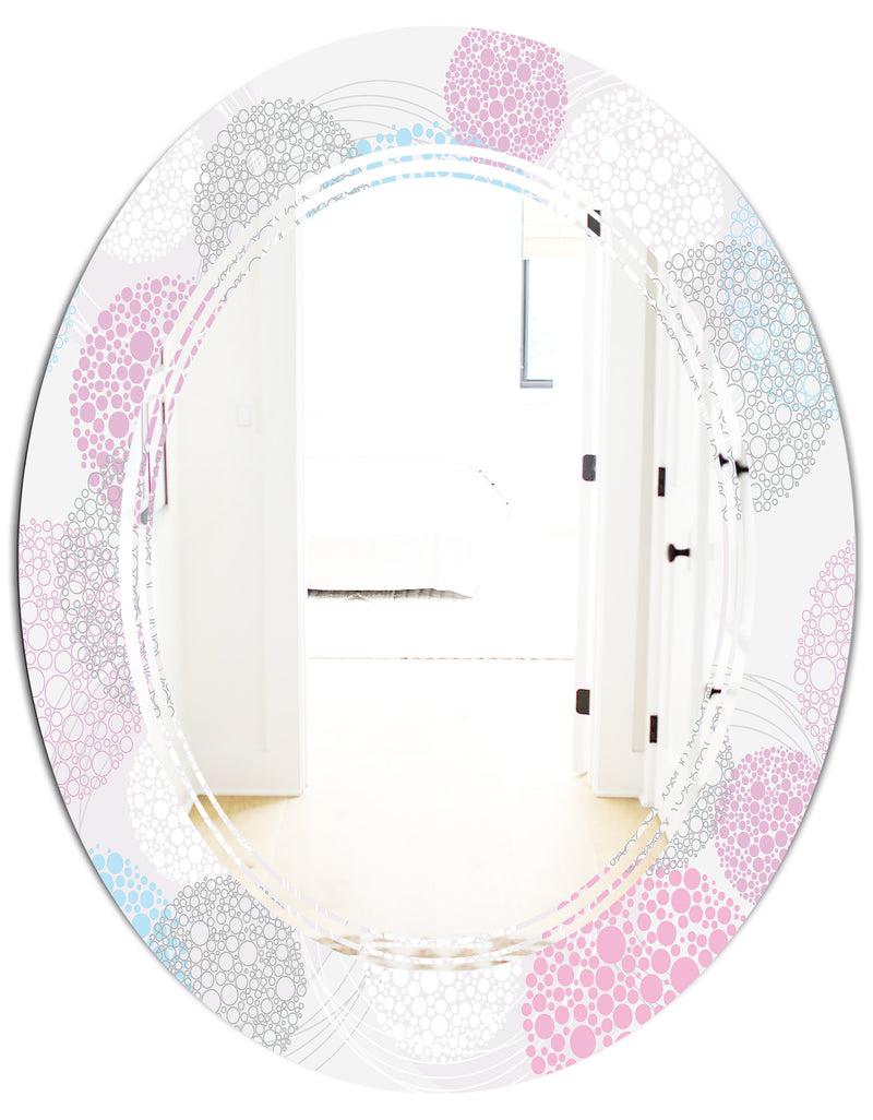 DesignQ Circular Abstract Retro Geometric III - Modern Round Or Oval Wall Mirror - Triple C