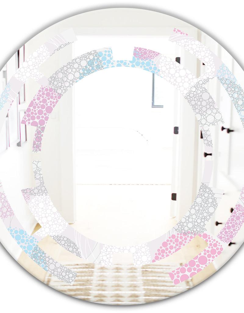 DesignQ Circular Abstract Retro Geometric III - Modern Round Or Oval Wall Mirror - Space