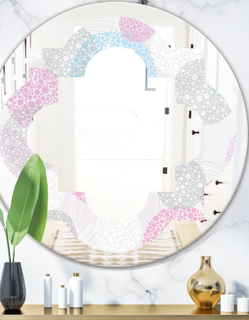 DesignQ Circular Abstract Retro Geometric III - Modern Round or Oval Wall Mirror - Quatrefoil