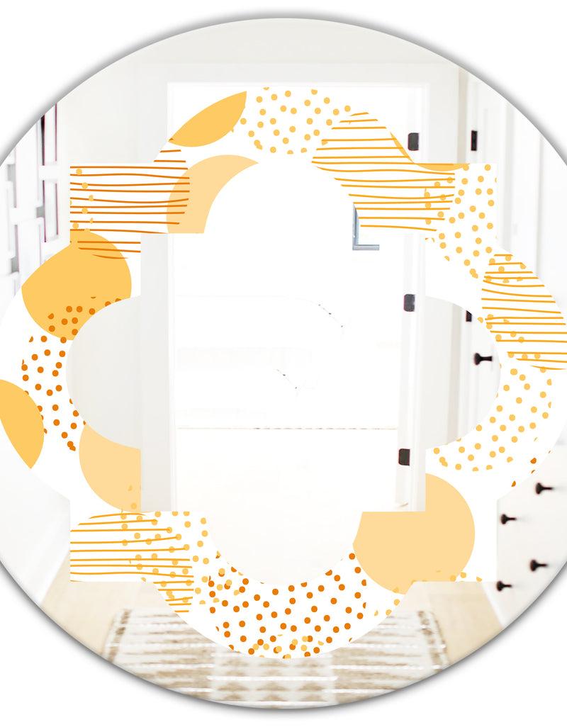 DesignQ Circular Abstract Retro Geometric IX - Modern Round Or Oval Wall Mirror - Quatrefoil