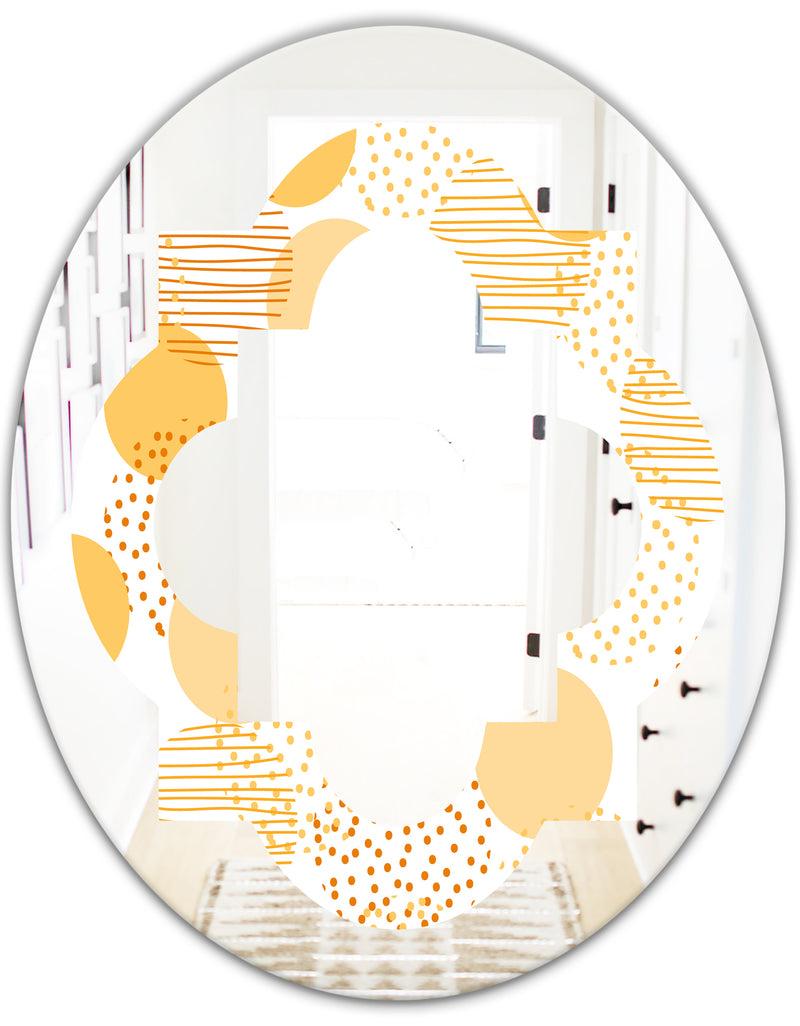 DesignQ Circular Abstract Retro Geometric IX - Modern Round Or Oval Wall Mirror - Quatrefoil