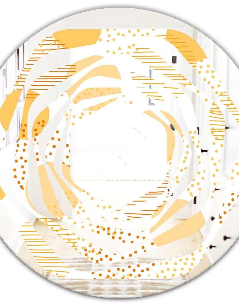 DesignQ Circular Abstract Retro Geometric IX - Modern Round Or Oval Wall Mirror - Whirl