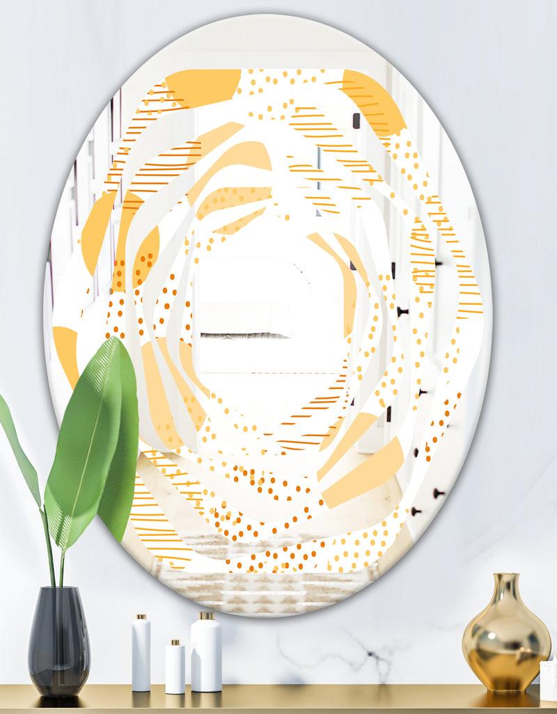 DesignQ Circular Abstract Retro Geometric IX - Modern Round Or Oval Wall Mirror - Whirl