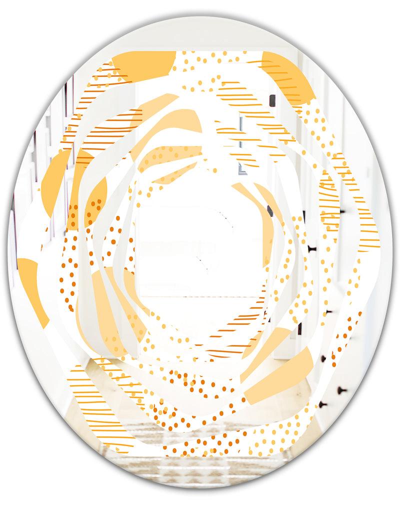 DesignQ Circular Abstract Retro Geometric IX - Modern Round Or Oval Wall Mirror - Whirl
