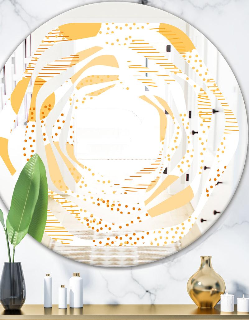 DesignQ Circular Abstract Retro Geometric IX - Modern Round or Oval Wall Mirror - Whirl