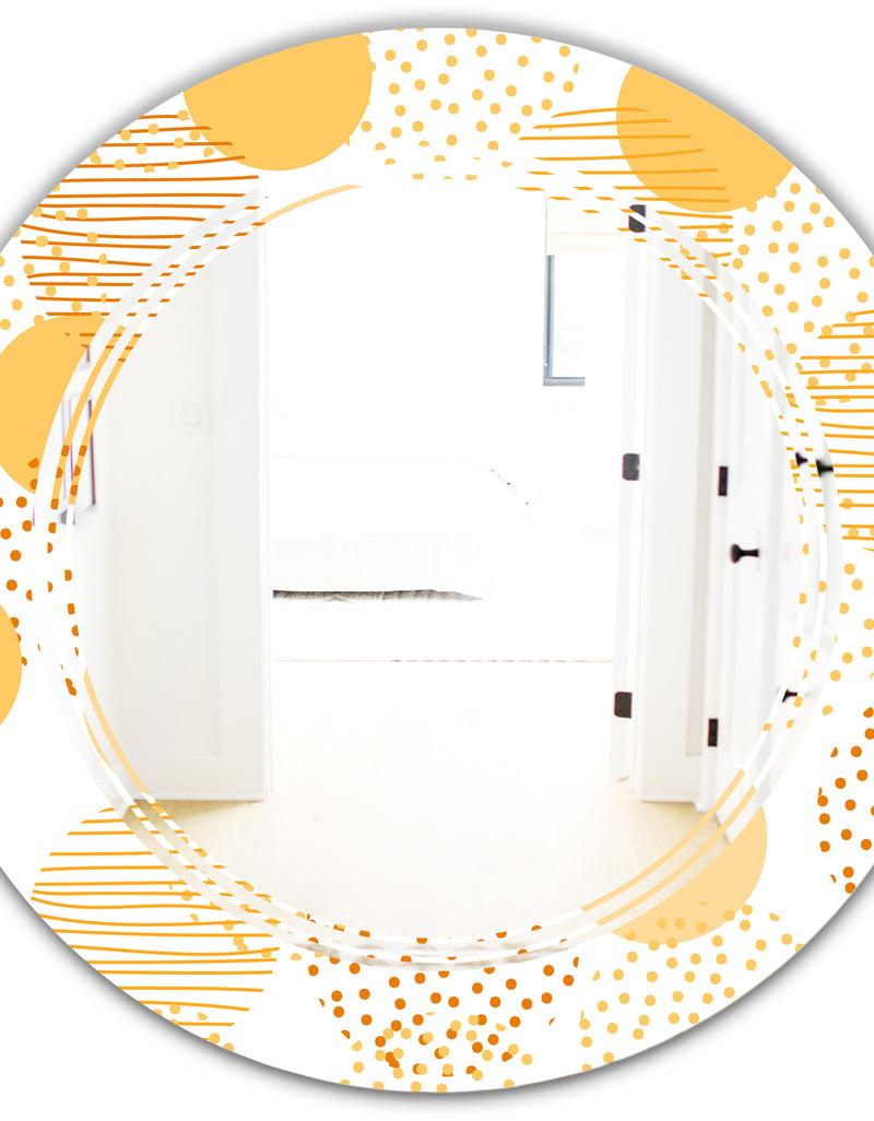 DesignQ Circular Abstract Retro Geometric IX - Modern Round Or Oval Wall Mirror - Triple C