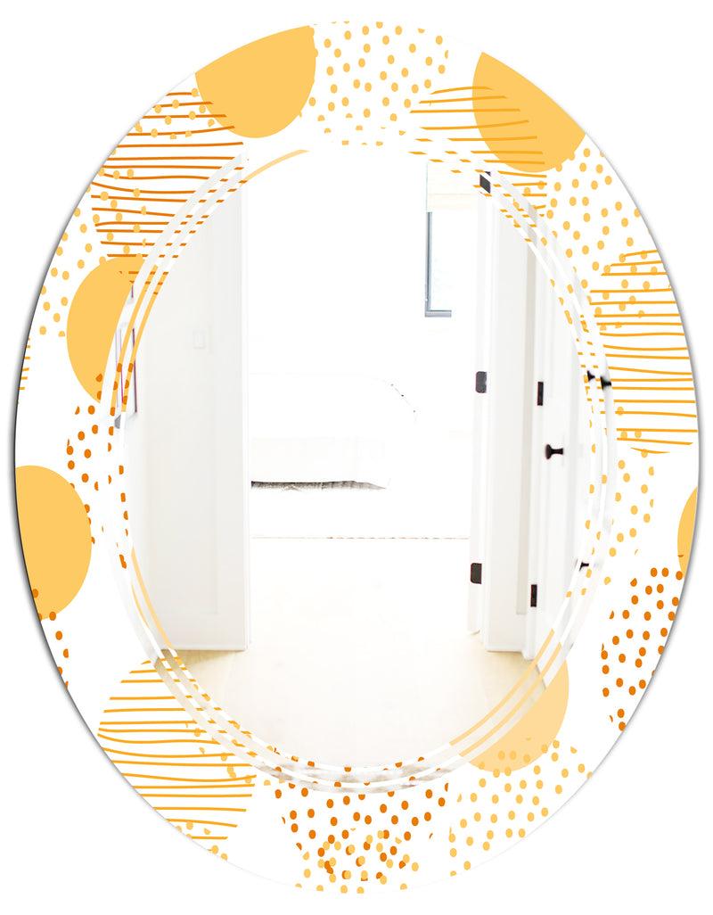 DesignQ Circular Abstract Retro Geometric IX - Modern Round Or Oval Wall Mirror - Triple C