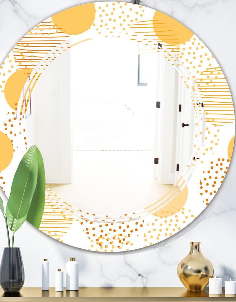 DesignQ Circular Abstract Retro Geometric IX - Modern Round or Oval Wall Mirror - Triple C