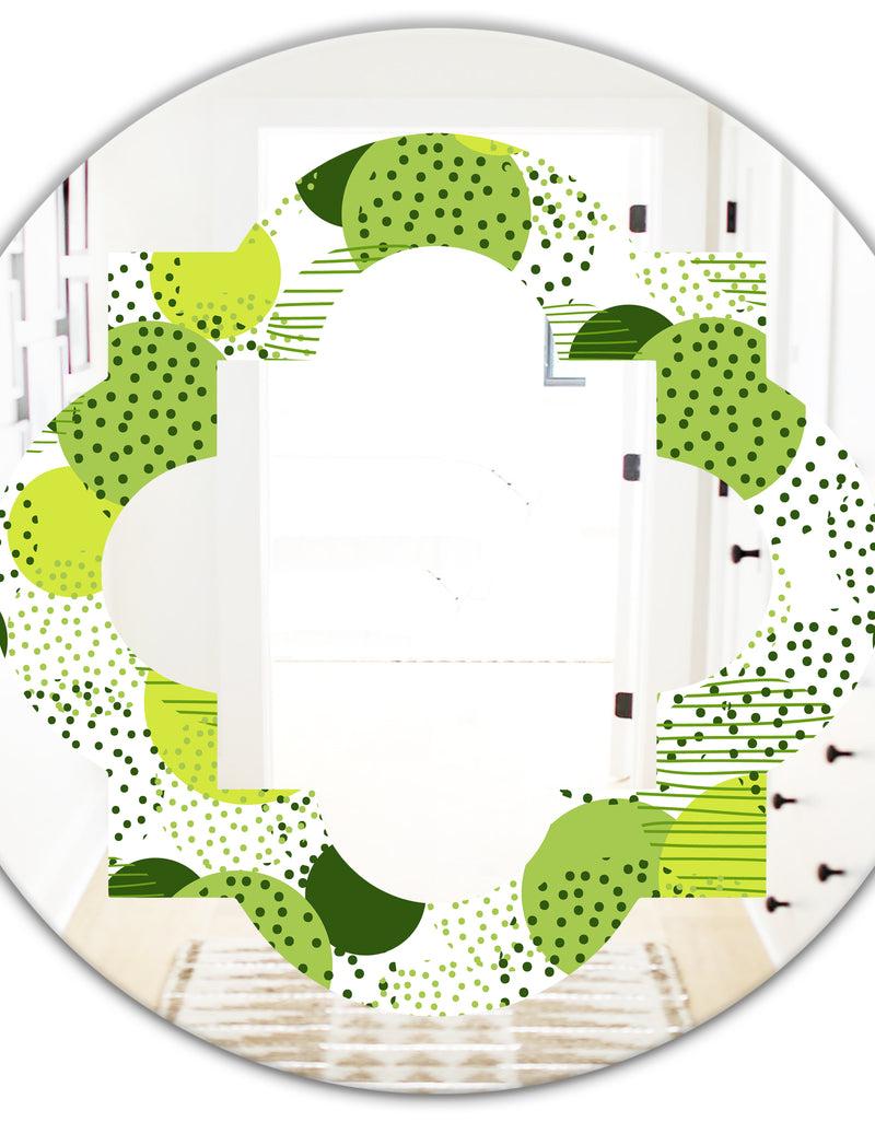 DesignQ Circular Abstract Retro Geometric X - Modern Round Or Oval Wall Mirror - Quatrefoil