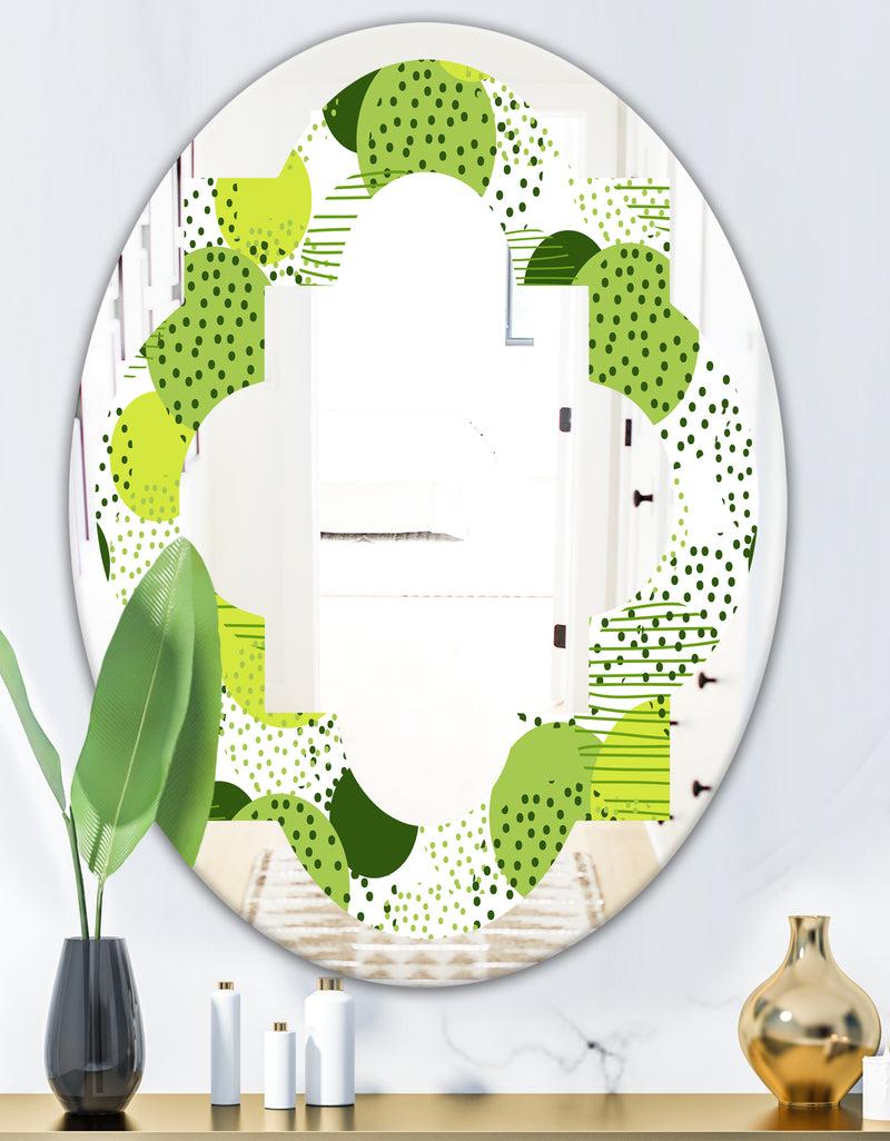 DesignQ Circular Abstract Retro Geometric X - Modern Round Or Oval Wall Mirror - Quatrefoil