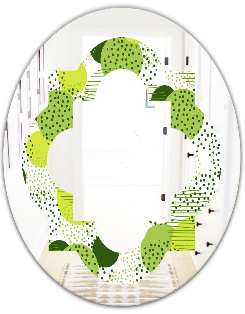 DesignQ Circular Abstract Retro Geometric X - Modern Round Or Oval Wall Mirror - Quatrefoil