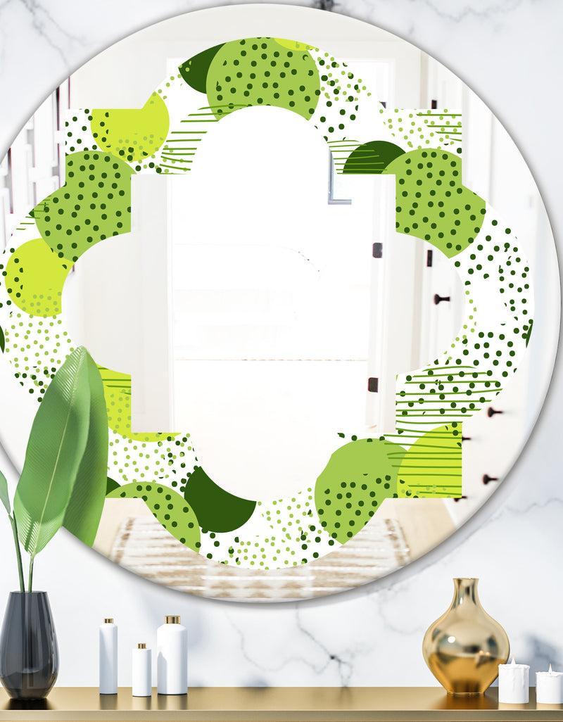 DesignQ Circular Abstract Retro Geometric X - Modern Round or Oval Wall Mirror - Quatrefoil