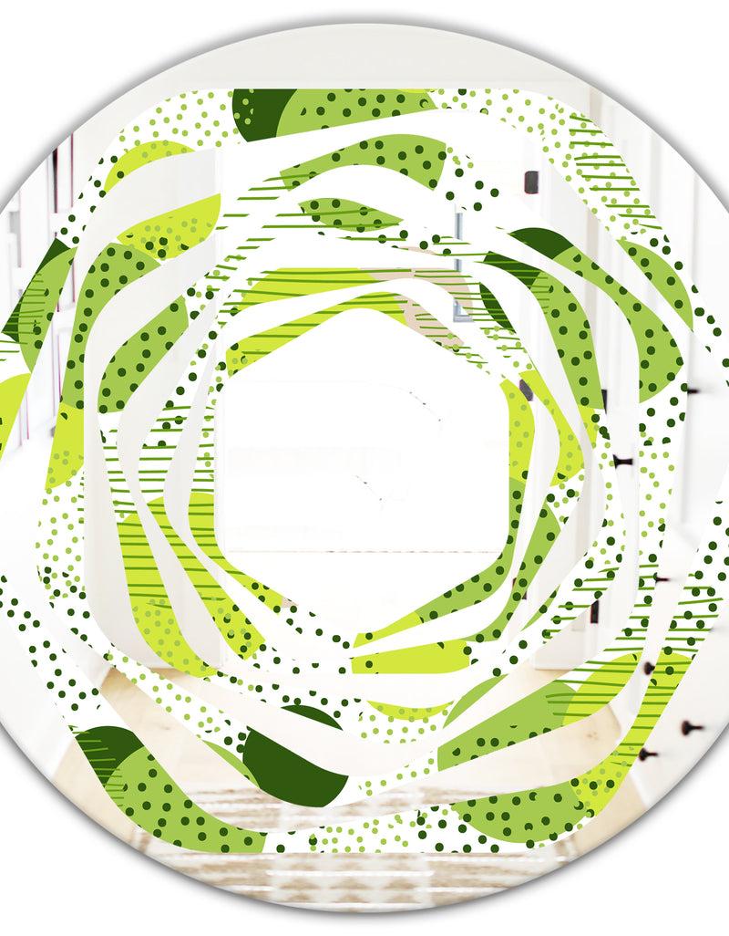 DesignQ Circular Abstract Retro Geometric X - Modern Round Or Oval Wall Mirror - Whirl