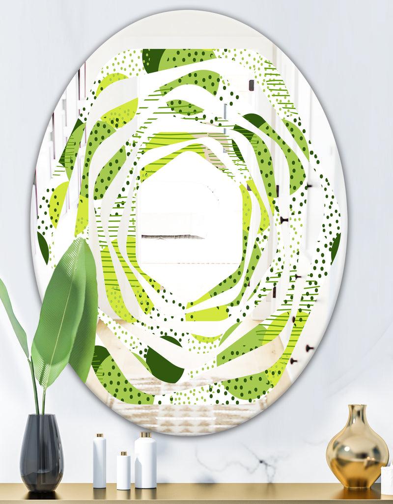 DesignQ Circular Abstract Retro Geometric X - Modern Round Or Oval Wall Mirror - Whirl