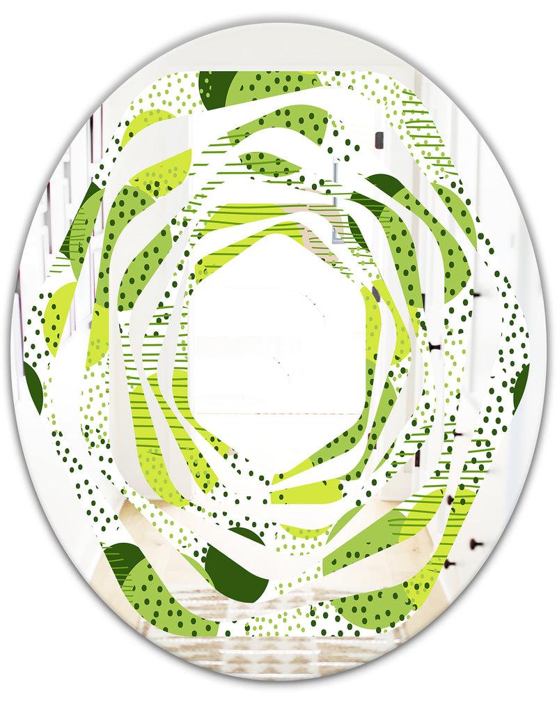 DesignQ Circular Abstract Retro Geometric X - Modern Round Or Oval Wall Mirror - Whirl