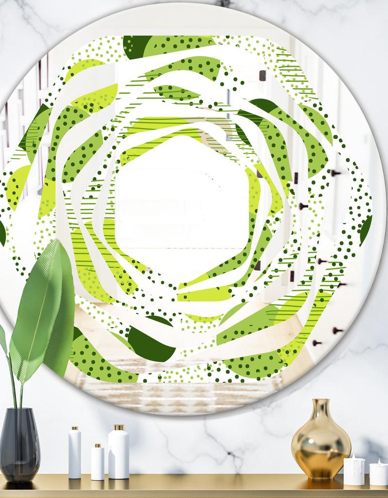 DesignQ Circular Abstract Retro Geometric X - Modern Round or Oval Wall Mirror - Whirl