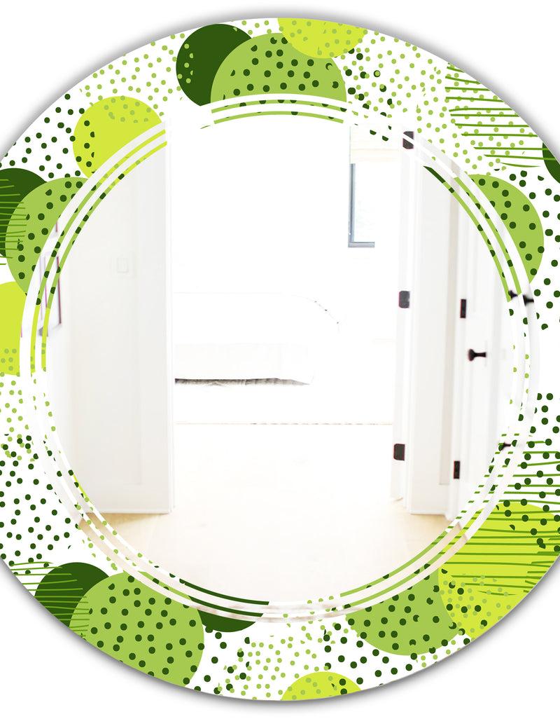 DesignQ Circular Abstract Retro Geometric X - Modern Round Or Oval Wall Mirror - Triple C